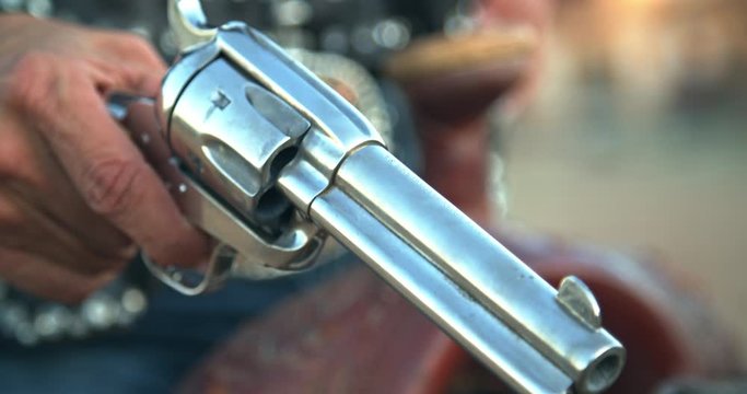 Finger on the trigger of a revolver