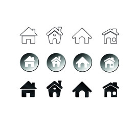 House Icon Set For Business. Set of Home,Real Estate Logo,Vector Icon illustration. Isolated on White Background. Home Button.
