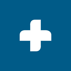 Fototapeta premium Medical Cross Icon On Blue Background. Blue Flat Style Vector Illustration