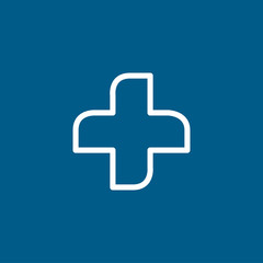 Medical Cross Line Icon On Blue Background. Blue Flat Style Vector Illustration