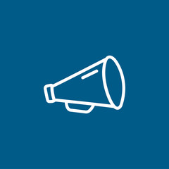 Megaphone Line Icon On Blue Background. Blue Flat Style Vector Illustration