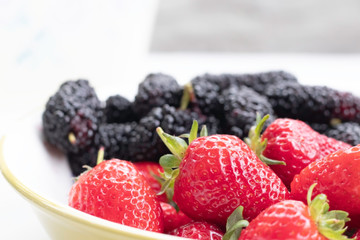 strawberries and black mulberry 