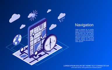 Naklejka premium Navigation flat isometric vector concept illustration