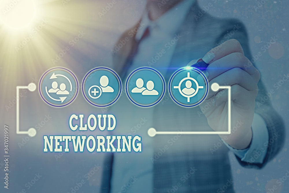 Poster Writing note showing Cloud Networking. Business concept for is term describing access of networking resources