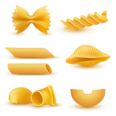 collection of pasta isolated