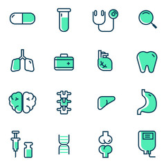 medical and human organs flat icons