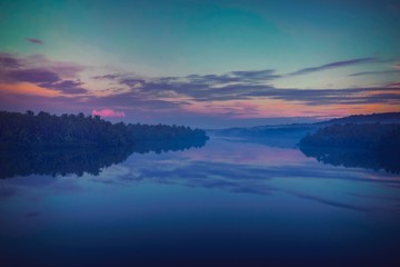 Fototapeta premium Before sunrise over the lake