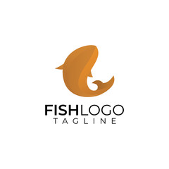 Colorful abstract fish logo with isolated black background logo design template