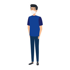 young man using face mask isolated icon vector illustration design