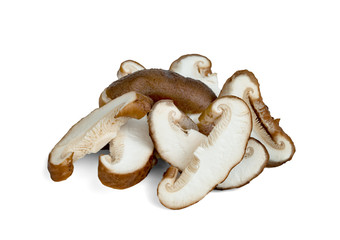Shiitake Mushrooms sliced isolated on white background