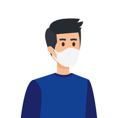 young man using face mask isolated icon vector illustration design