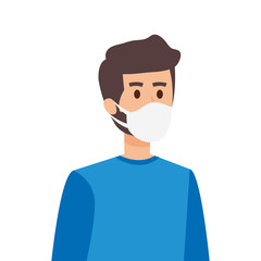 young man using face mask isolated icon vector illustration design