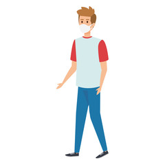 young man using face mask isolated icon vector illustration design