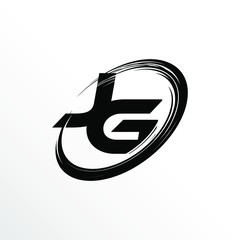 Initial Letter JG Brush Effect Logo Design	
