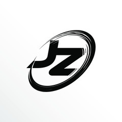 Initial Letter JZ Brush Effect Logo Design	
