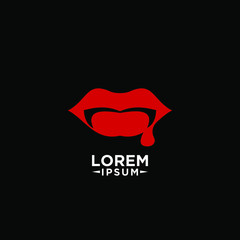 simple black vampire lips abstract luxury logo icon design vector