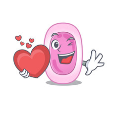 A sweet bordetela pertussis cartoon character style with a heart