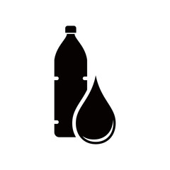 Plastic bottle with drop water vector icon.