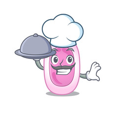 Obraz na płótnie Canvas Bordetela pertussis chef cartoon character serving food on tray