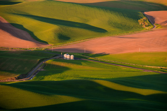 Silos On Field At Steptoe Butte State Park