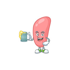 Happy neisseria gonorhoeae mascot style toast with a glass of beer