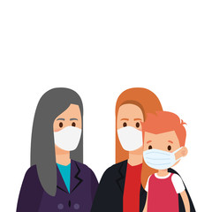 mothers lesbian with son using face mask vector illustration design