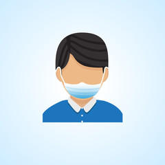 Male with mask COVID-19 disease symptoms