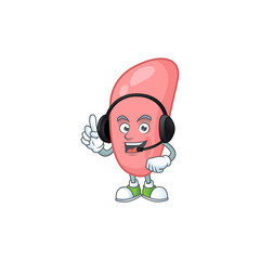 Neisseria gonorhoeae cartoon character style speaking on headphone