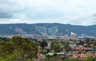 North Bogota city landscape with a famous view of a butterfly 