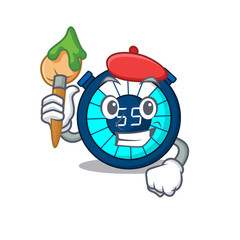 A creative hourglass artist mascot design style paint with a brush