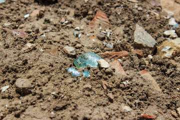 Ancient glass at the site of archaeological excavations
