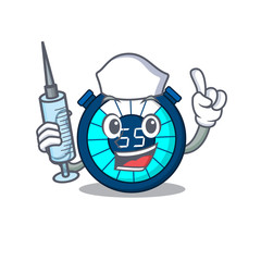 A nice nurse of hourglass mascot design concept with a syringe