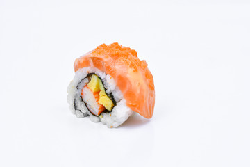 salmon sushi with white background, sushi of raw tuna/sushi tuna on white background
