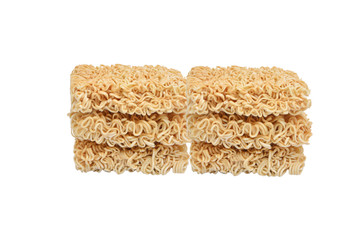 Instant noodles isolated on white background with clipping part, Nested, Dry instant noodles, Raw