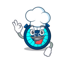 Hourglass chef cartoon design style wearing white hat