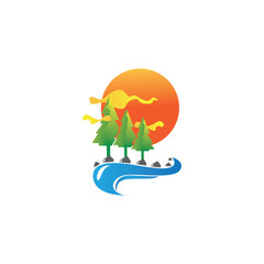 Sunset logo design with simple modern style