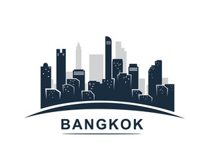 bangkok city skyline silhouette building vector illustration
