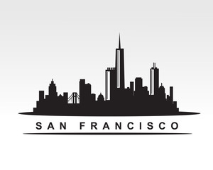 San Francisco city skyline silhouette building Background vector illustration