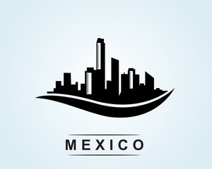 Mexico city skyline silhouette building Logo vector illustration