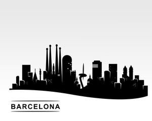 Barcelona city skyline Black silhouette background, vector illustration