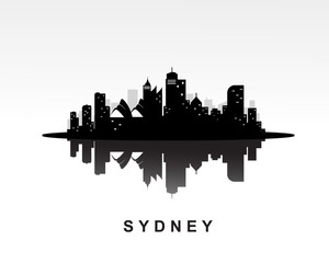 Sydney city skyline black silhouette background, vector illustration