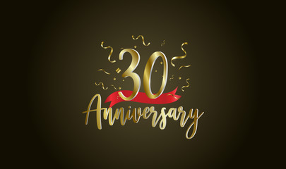 Anniversary celebration background. with the 30th number in gold and with the words golden anniversary celebration.
