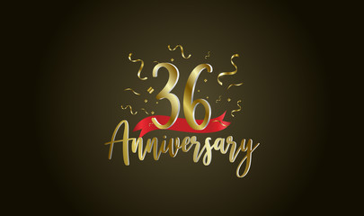 Anniversary celebration background. with the 36th number in gold and with the words golden anniversary celebration.