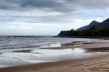 View of the beach and ocean on the coastline near Kuching