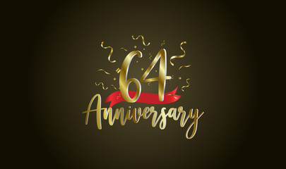 Anniversary celebration background. with the 64th number in gold and with the words golden anniversary celebration.