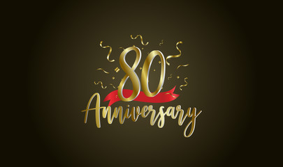 Anniversary celebration background. with the 80th number in gold and with the words golden anniversary celebration.