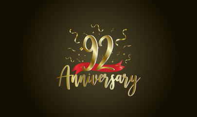 Anniversary celebration background. with the 92nd number in gold and with the words golden anniversary celebration.