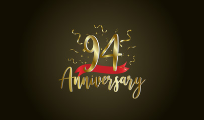 Obraz premium Anniversary celebration background. with the 94th number in gold and with the words golden anniversary celebration.