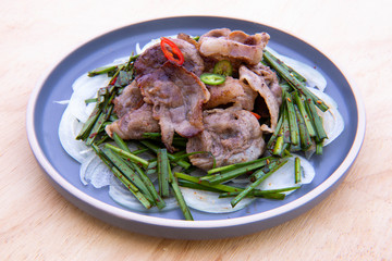 Fried Beef Brisket with garlic chives salad