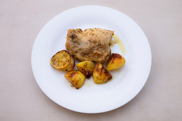Oven baked greek lemon chicken and potatoes